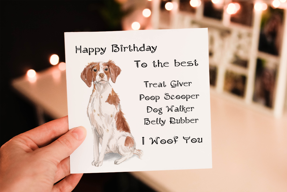 Brittany Spaniel Dog Birthday Card, Dog Birthday Card